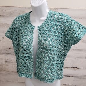 Isaac Mizrahi Live Blue White Shrug Size Medium